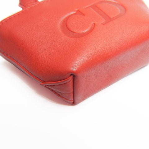 Christian Dior Leather mini bag pouch accessory case Pouch Red WS24140