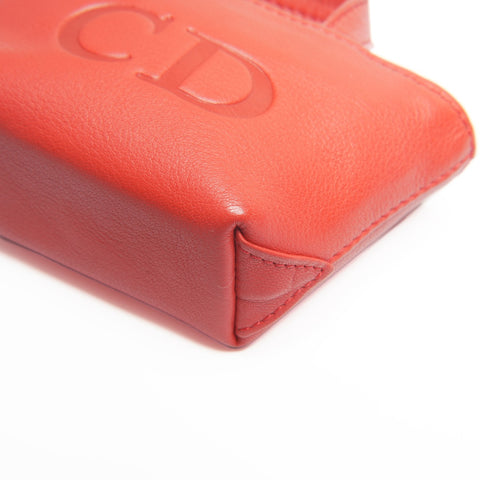 Christian Dior Leather mini bag pouch accessory case Pouch Red WS24140