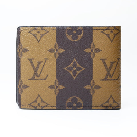 LOUIS VUITTON Monogram Stripe Portefeuille Multiple NIGO Collaboration Bifold Wallet Brown WS24145