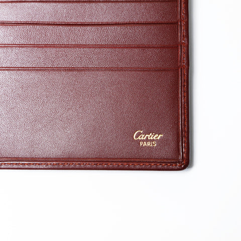 CARTIER Leather Mustodo Bifold Wallet Red WS24147