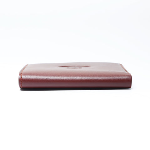 CARTIER Leather Mustodo Bifold Wallet Red WS24147