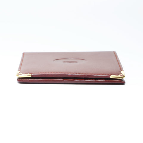 CARTIER Leather Mustodo Bifold Wallet Red WS24147