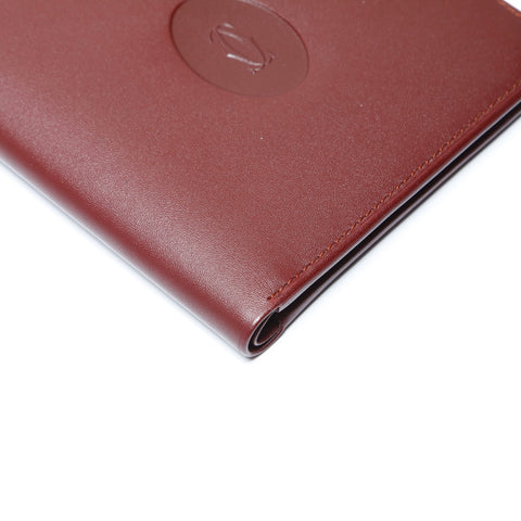 CARTIER Leather Mustodo Bifold Wallet Red WS24147