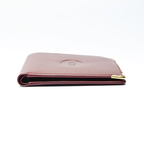 CARTIER Leather Mustodo Bifold Wallet Red WS24147