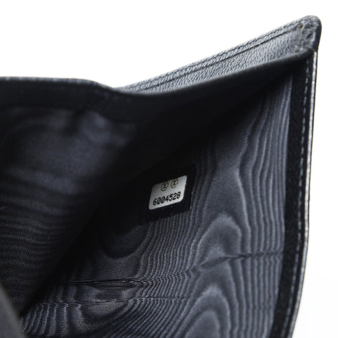 CHANEL No. 6 2000-2002 Calfskin Leather COCO Mark Compact Tri-fold wallet black WS24150