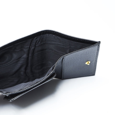 CHANEL No. 6 2000-2002 Calfskin Leather COCO Mark Compact Tri-fold wallet black WS24150