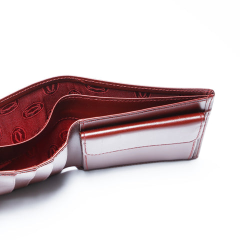CARTIER Leather Mustodo Bifold Wallet Red WS24152
