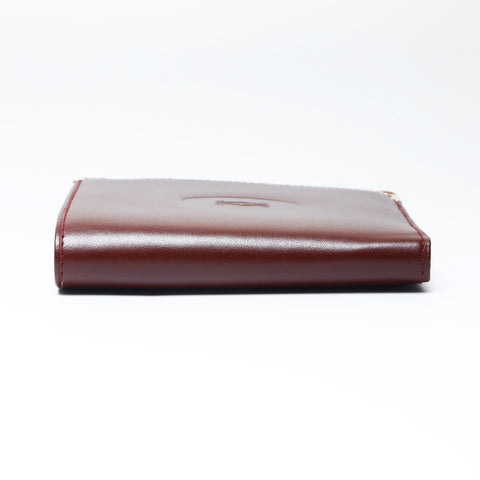 CARTIER Leather Mustodo Bifold Wallet Red WS24152