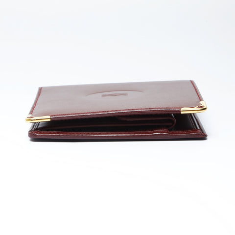 CARTIER Leather Mustodo Bifold Wallet Red WS24152