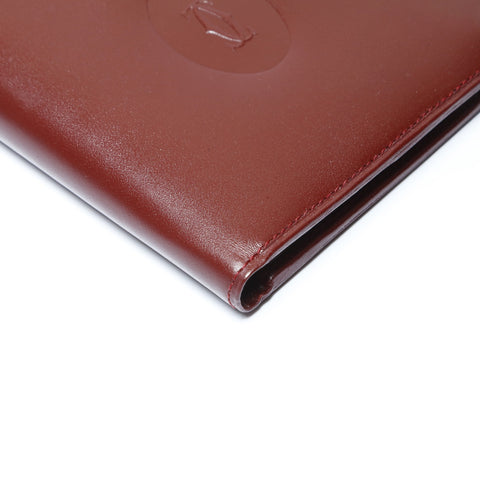 CARTIER Leather Mustodo Bifold Wallet Red WS24152