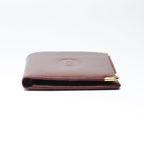 CARTIER Leather Mustodo Bifold Wallet Red WS24152