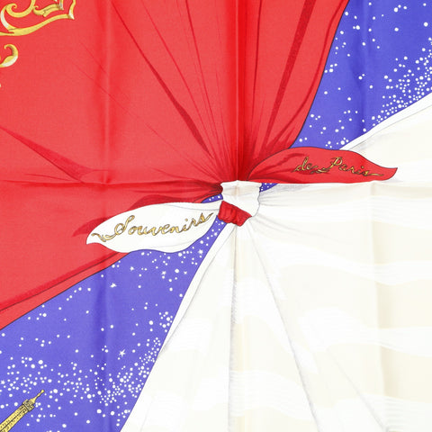 HERMES Silk Carr 90 Souvenirs De Paris Memories of Paris scarf purple WS24154