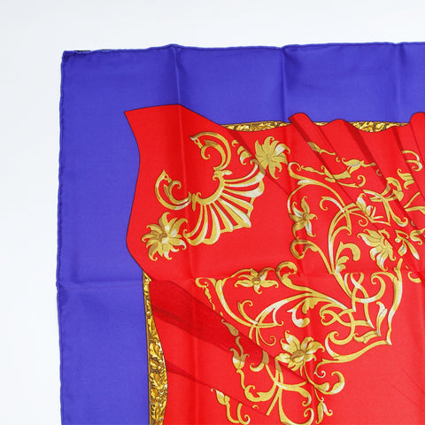 HERMES Silk Carr 90 Souvenirs De Paris Memories of Paris scarf purple WS24154
