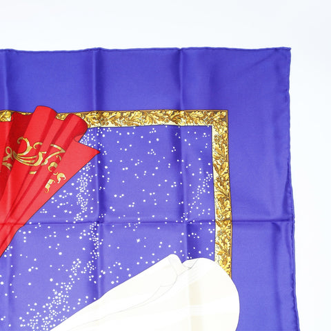 HERMES Silk Carr 90 Souvenirs De Paris Memories of Paris scarf purple WS24154