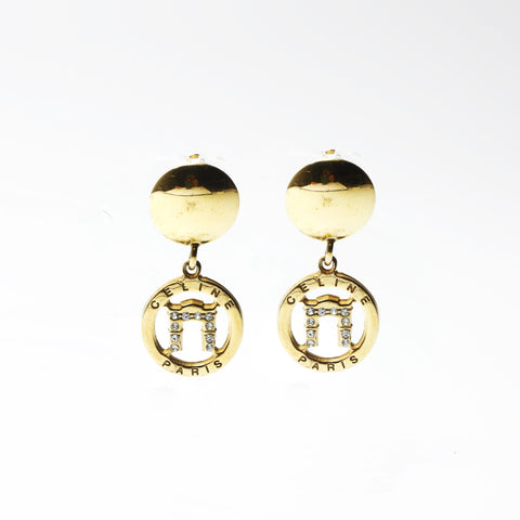 CELINE Arc de Triomphe Rhinestone Earring gold WS24155