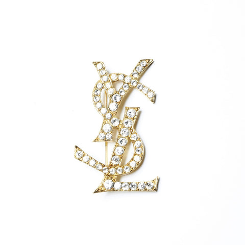 YVES SAINT LAURENT Rhinestone Brooch gold WS24157
