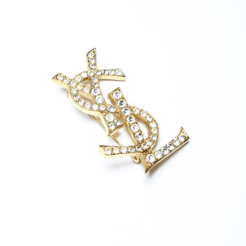 YVES SAINT LAURENT Rhinestone Brooch gold WS24157