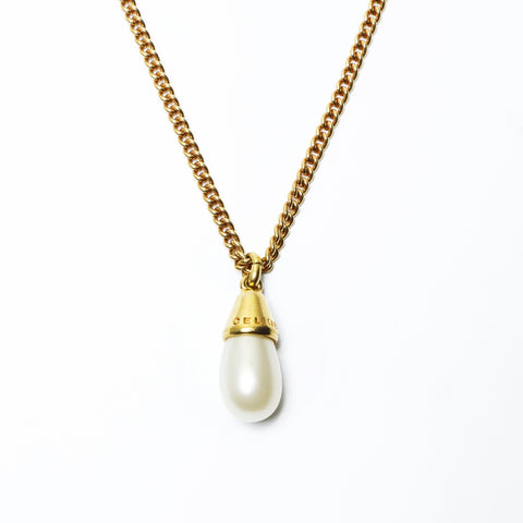 CELINE Logo pearl Necklace gold WS24158