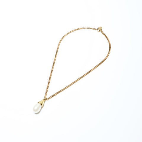 CELINE Logo pearl Necklace gold WS24158