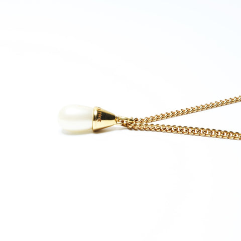 CELINE Logo pearl Necklace gold WS24158