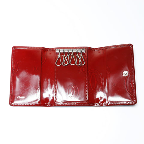 CARTIER Patent Leather Happy Birthday Key holder  Red WS24163