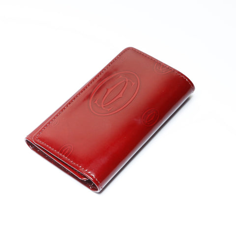 CARTIER Patent Leather Happy Birthday Key holder  Red WS24163
