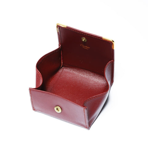 CARTIER Leather Mustodo Coin Case Coin case Red WS24165