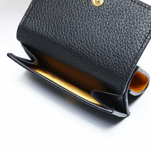 GUCCI Small Compact Leather Logo 736151 Tri-fold wallet black WS24169