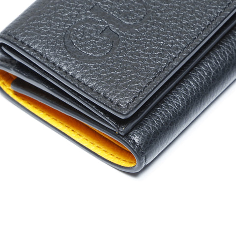 GUCCI Small Compact Leather Logo 736151 Tri-fold wallet black WS24169