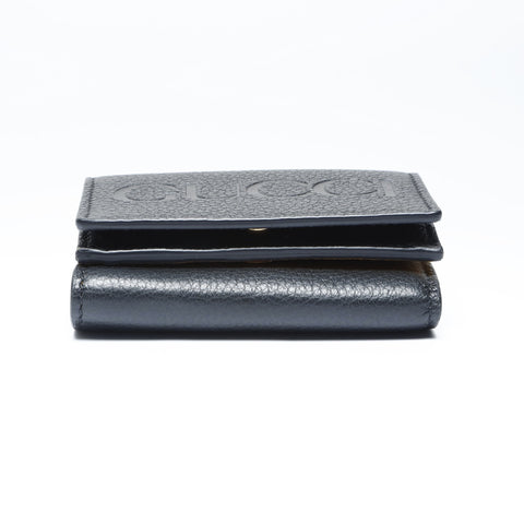 GUCCI Small Compact Leather Logo 736151 Tri-fold wallet black WS24169