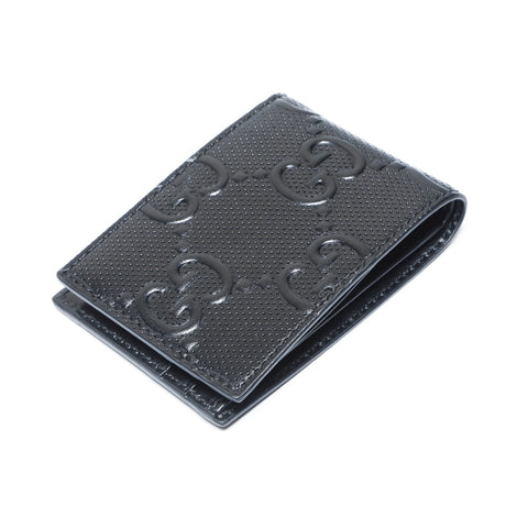 GUCCI Leather Perforated GG Embossed Compact Wallet Small 625559 Bifold Wallet black WS24170