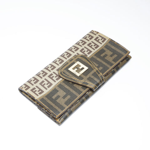 FENDI PVC Succino Zucca Purse Brown WS24172