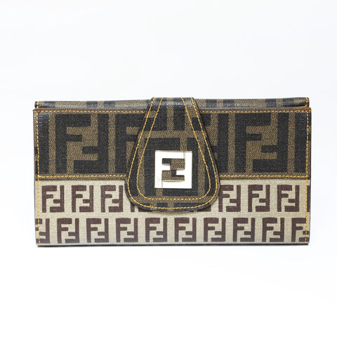 FENDI PVC Succino Zucca Purse Brown WS24172