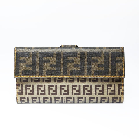 FENDI PVC Succino Zucca Purse Brown WS24172