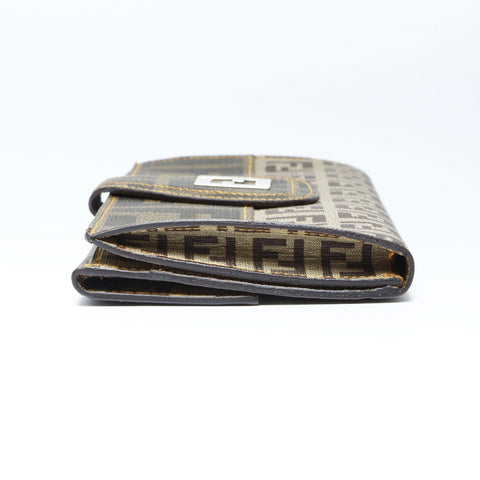 FENDI PVC Succino Zucca Purse Brown WS24172