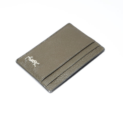 YVES SAINT LAURENT logo leather Card Case khaki WS24176