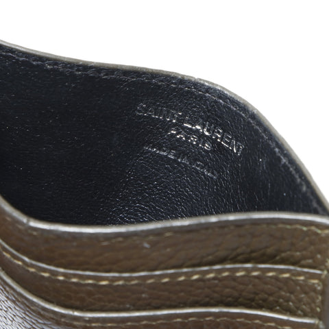 YVES SAINT LAURENT logo leather Card Case khaki WS24176