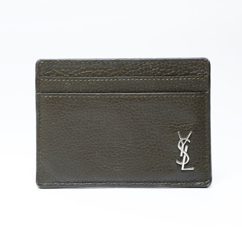 YVES SAINT LAURENT logo leather Card Case khaki WS24176