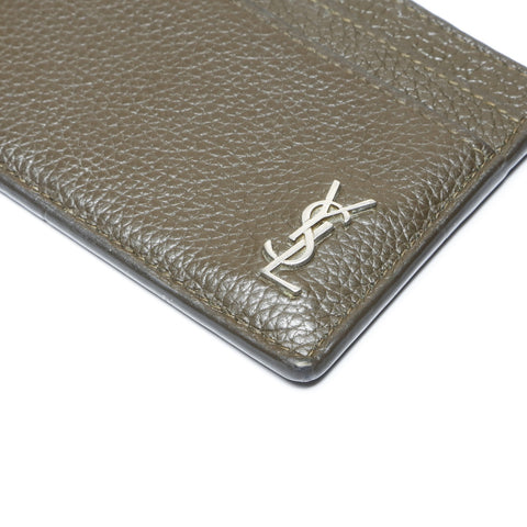 YVES SAINT LAURENT logo leather Card Case khaki WS24176
