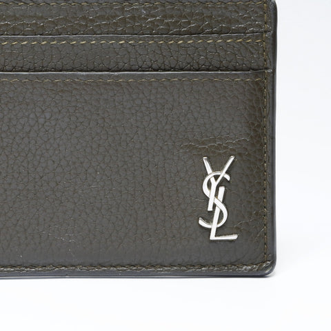 YVES SAINT LAURENT logo leather Card Case khaki WS24176