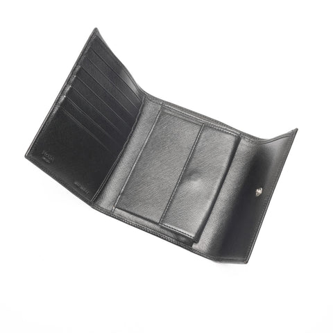 PRADA leather Tri-fold wallet black WS24185
