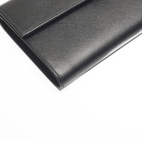 PRADA leather Tri-fold wallet black WS24185