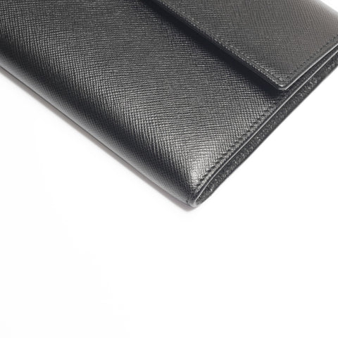 PRADA leather Tri-fold wallet black WS24185