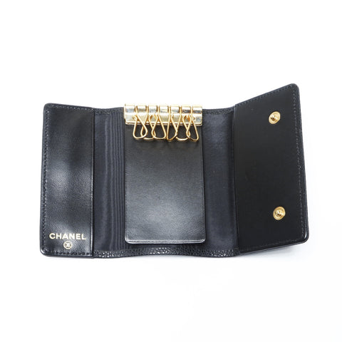 CHANEL No. 13 2009-2010 Caviar COCO Mark Key holder  black WS24190