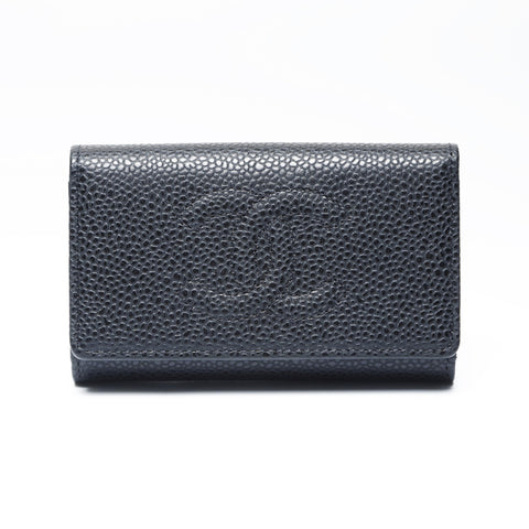 CHANEL No. 13 2009-2010 Caviar COCO Mark Key holder  black WS24190