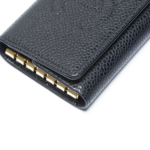 CHANEL No. 13 2009-2010 Caviar COCO Mark Key holder  black WS24190
