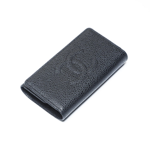 CHANEL No. 13 2009-2010 Caviar COCO Mark Key holder  black WS24190