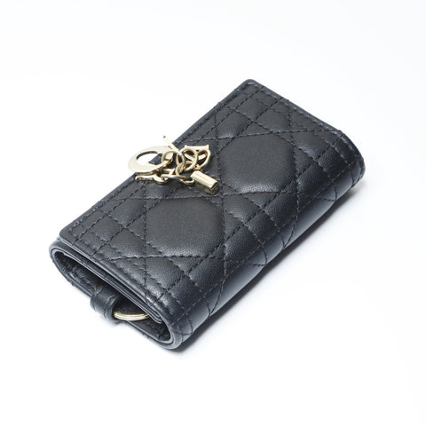 Christian Dior Leather Cannage Key holder  black WS24193