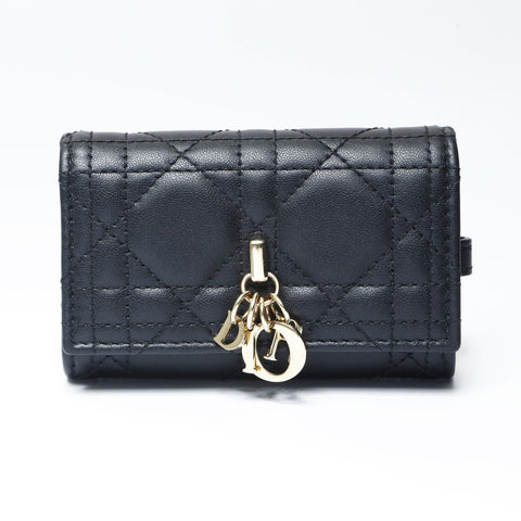 Christian Dior Leather Cannage Key holder  black WS24193
