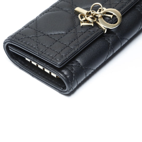 Christian Dior Leather Cannage Key holder  black WS24193